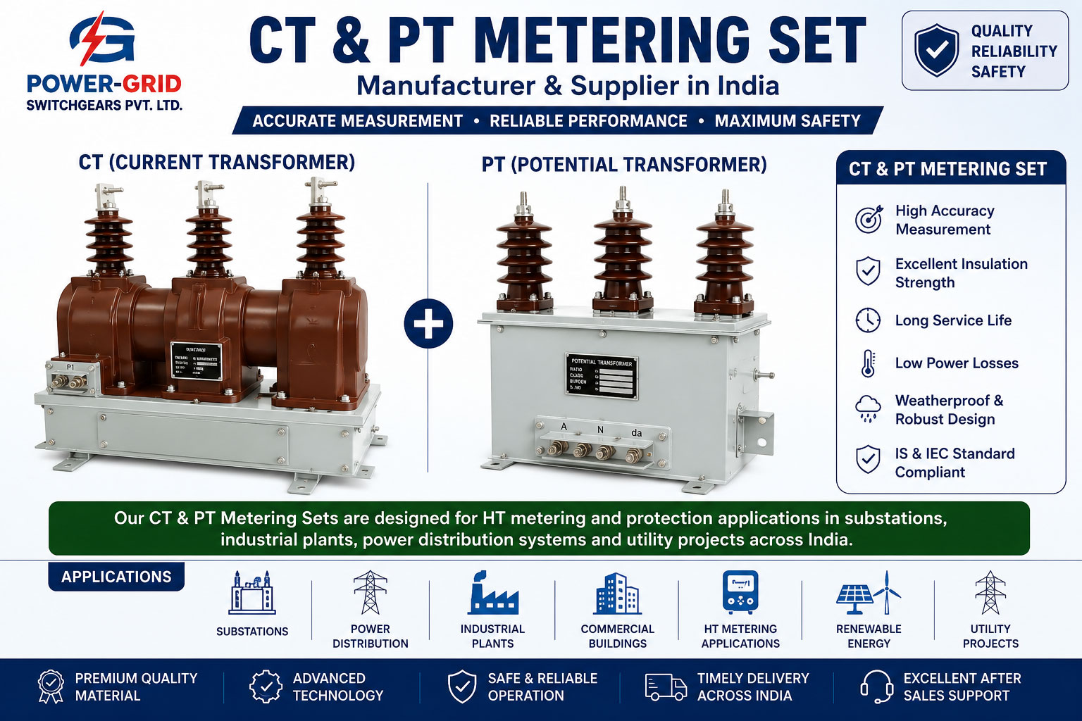 CT & PT Metering Set Manufacturer & Supplier in India | Power-Grid Switchgears Pvt. Ltd. CT & PT Metering Set Manufacturer in India | High Accuracy Current Transformer and Potential Transformer by Power-Grid Switchgears Pvt. Ltd.