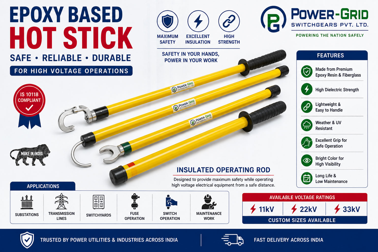 Epoxy Based Hot Stick in India by Power-Grid Switchgears Pvt. Ltd.