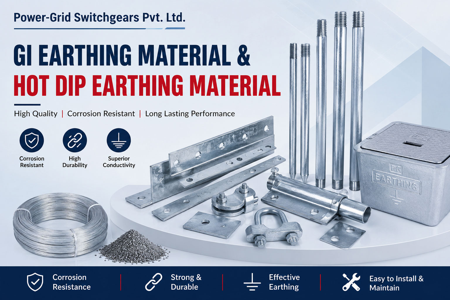 Premium GI Earthing Material & Hot Dip Earthing Material in India – Power-Grid Switchgears Pvt. Ltd. GI Earthing Material & Hot Dip Earthing Material Manufacturer and Supplier in India | Power-Grid Switchgears Pvt. Ltd.