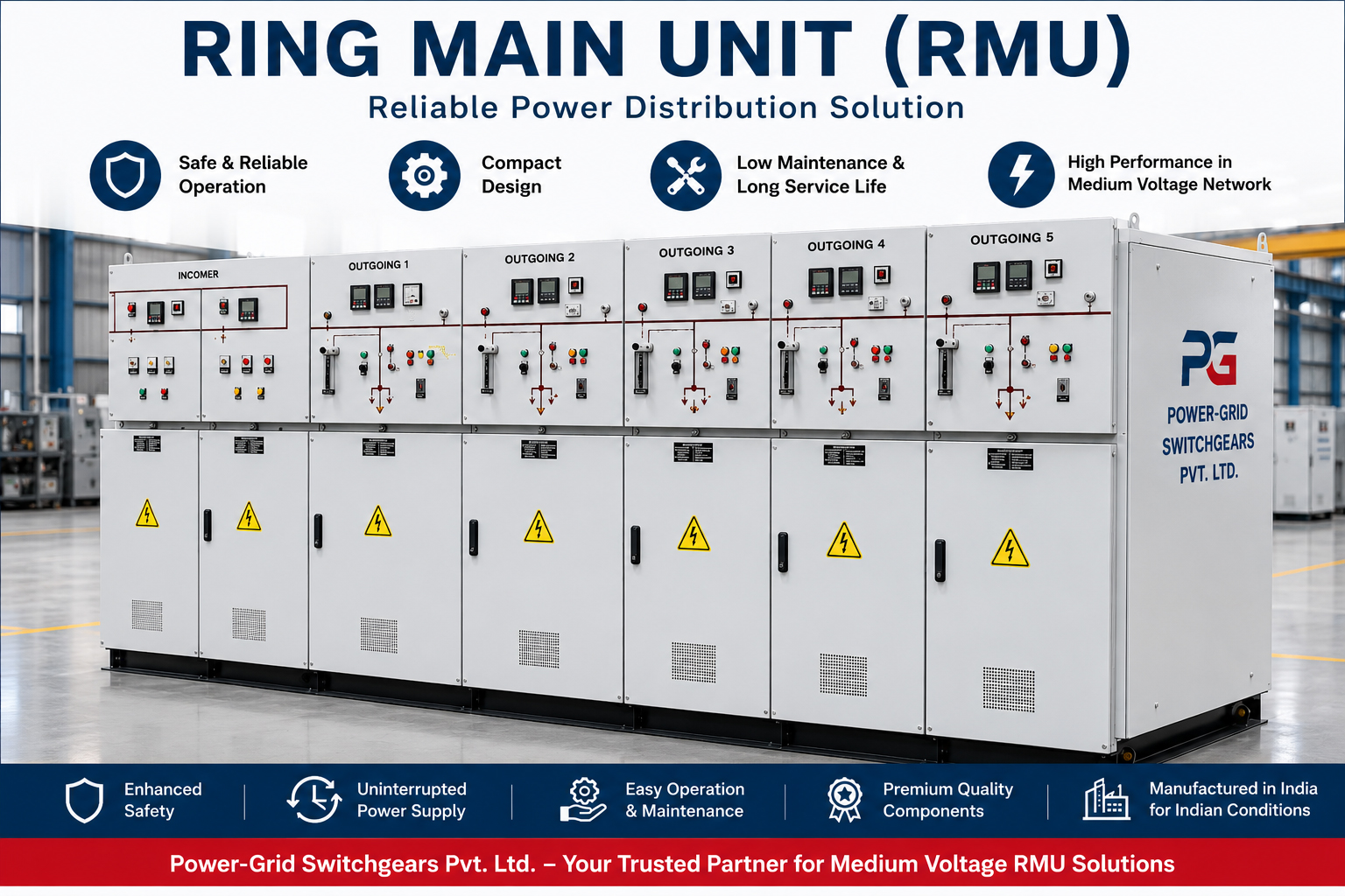 Ring Main Unit (RMU) in India - Power-Grid Switchgears Pvt. Ltd. Ring Main Unit (RMU) Manufacturer in India | Medium Voltage RMU by Power-Grid Switchgears Pvt. Ltd.