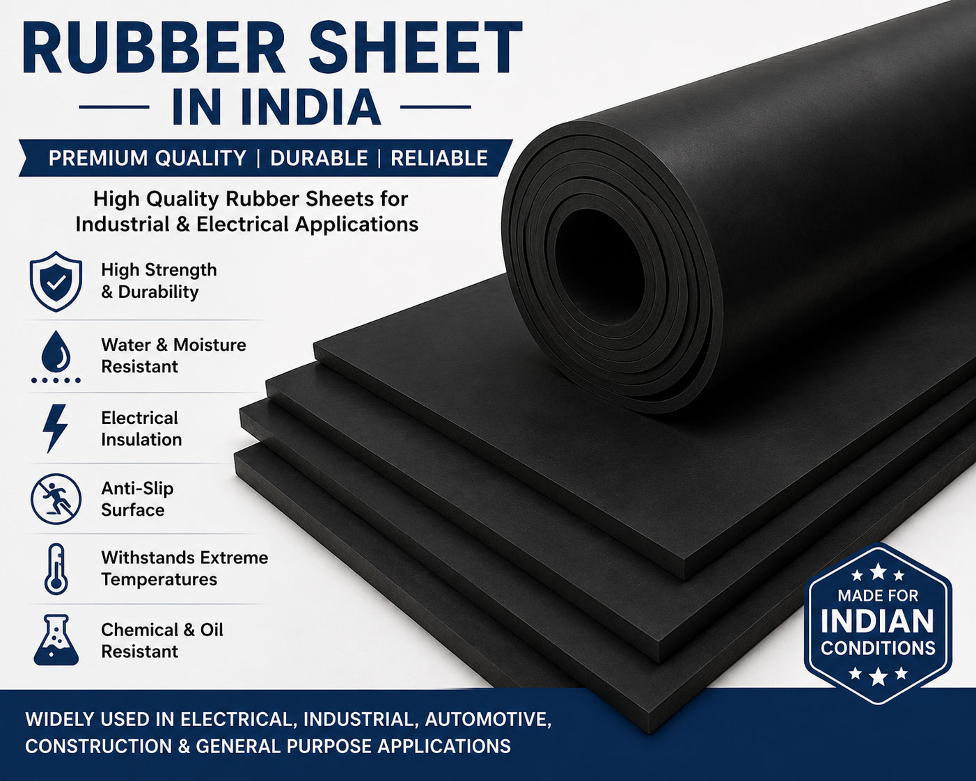 Rubber Sheet Manufacturer & Supplier in India | Power-Grid Switchgears Pvt. Ltd. High-quality Rubber Sheet in India for electrical insulation, industrial flooring, switchgear panels, and safety applications.