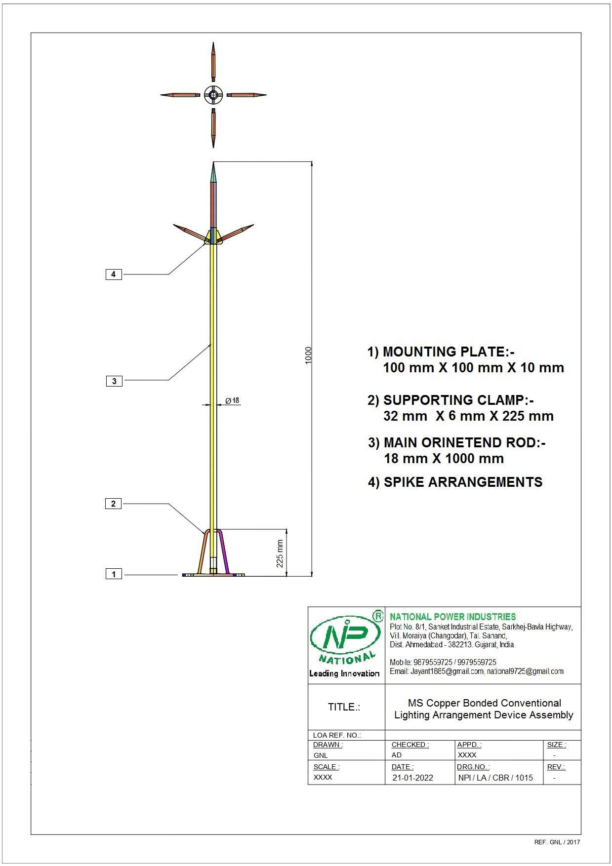 MS Copper Bonded Conventional Lightning Arrester In Gujarat